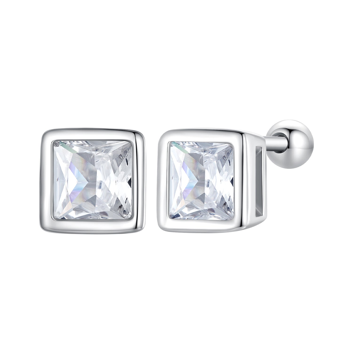 925 Sterling Silver 5mm Pavé Setting CZ Earrings for Women DestGlow