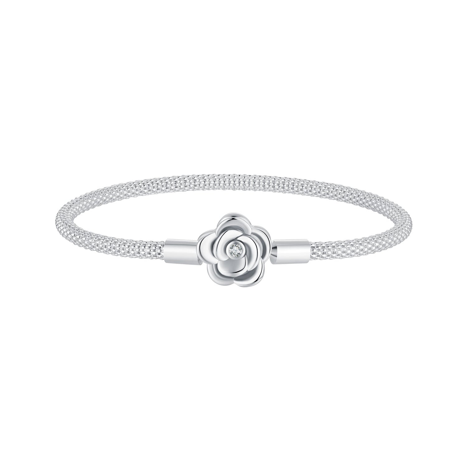 925 Sterling Silver Bracelet with Oxidized Finish and CZ 17.0 cm DestGlow