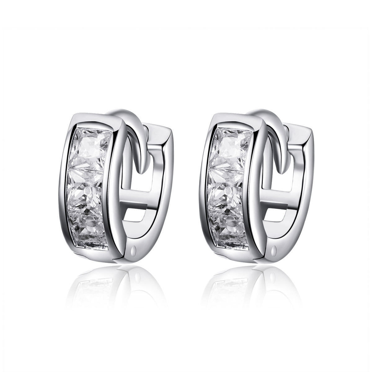 925 Sterling Silver Plated Platinum Pavé Setting CZ Earrings DestGlow