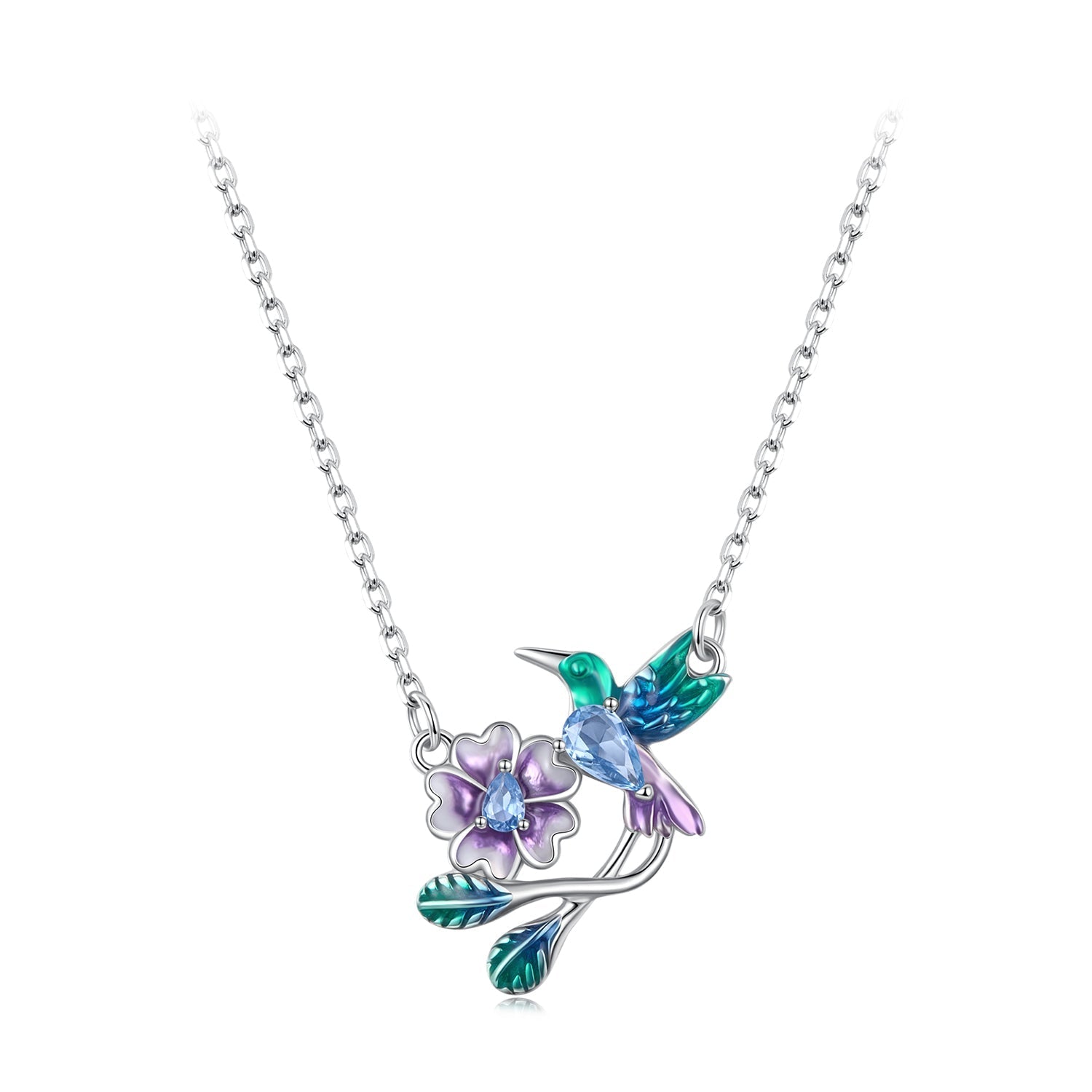 925 Sterling Silver White Gold Plated Enamel Necklace for Women DestGlow