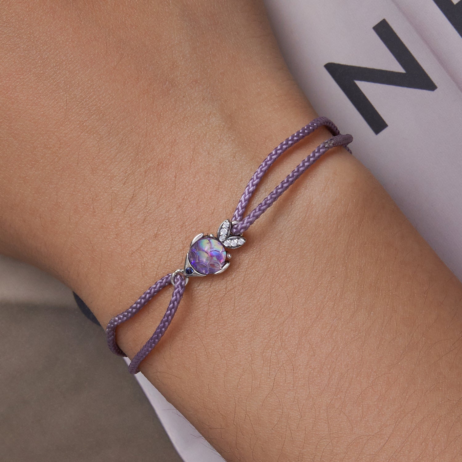 925 Sterling Silver Adjustable 24cm CZ Resin Bracelet for Women DestGlow