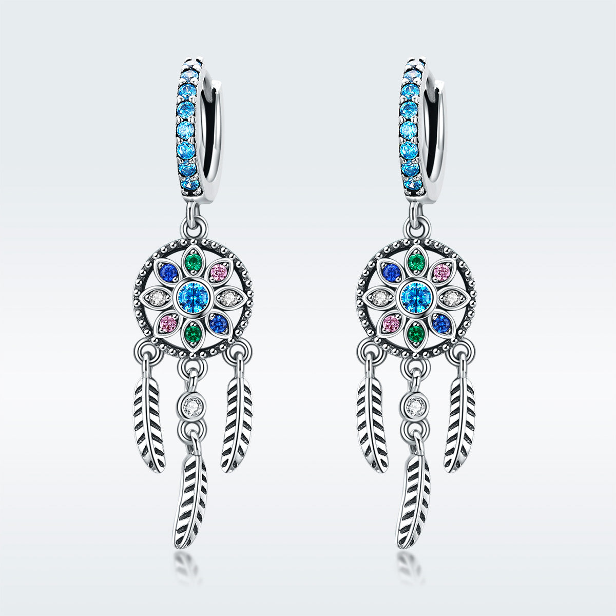 925 Sterling Silver Oxidized Silver Pavé CZ Earrings for Women, Size: 4*1 cm DestGlow