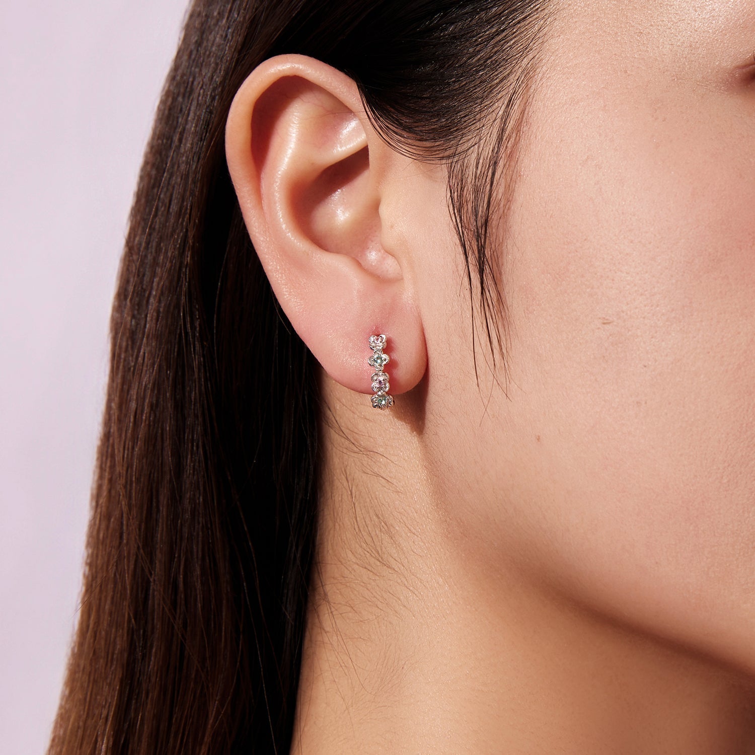 925 Sterling Silver Earrings with CZ and White Gold Plating DestGlow