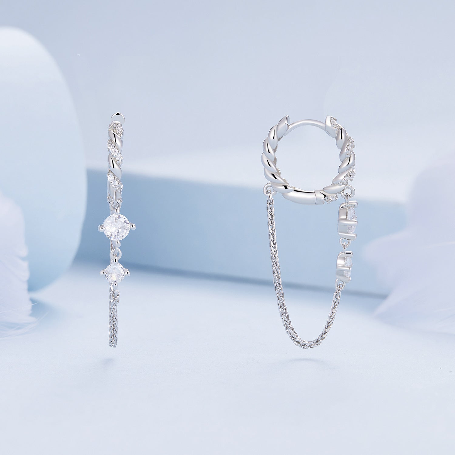 925 Sterling Silver Earrings with Pavé Setting CZ, 34*6mm for Women DestGlow