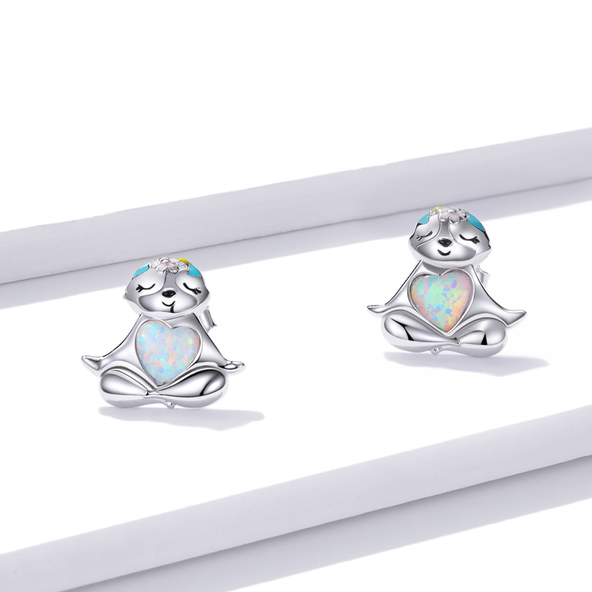 925 Sterling Silver Earrings with Translucent Opal DestGlow