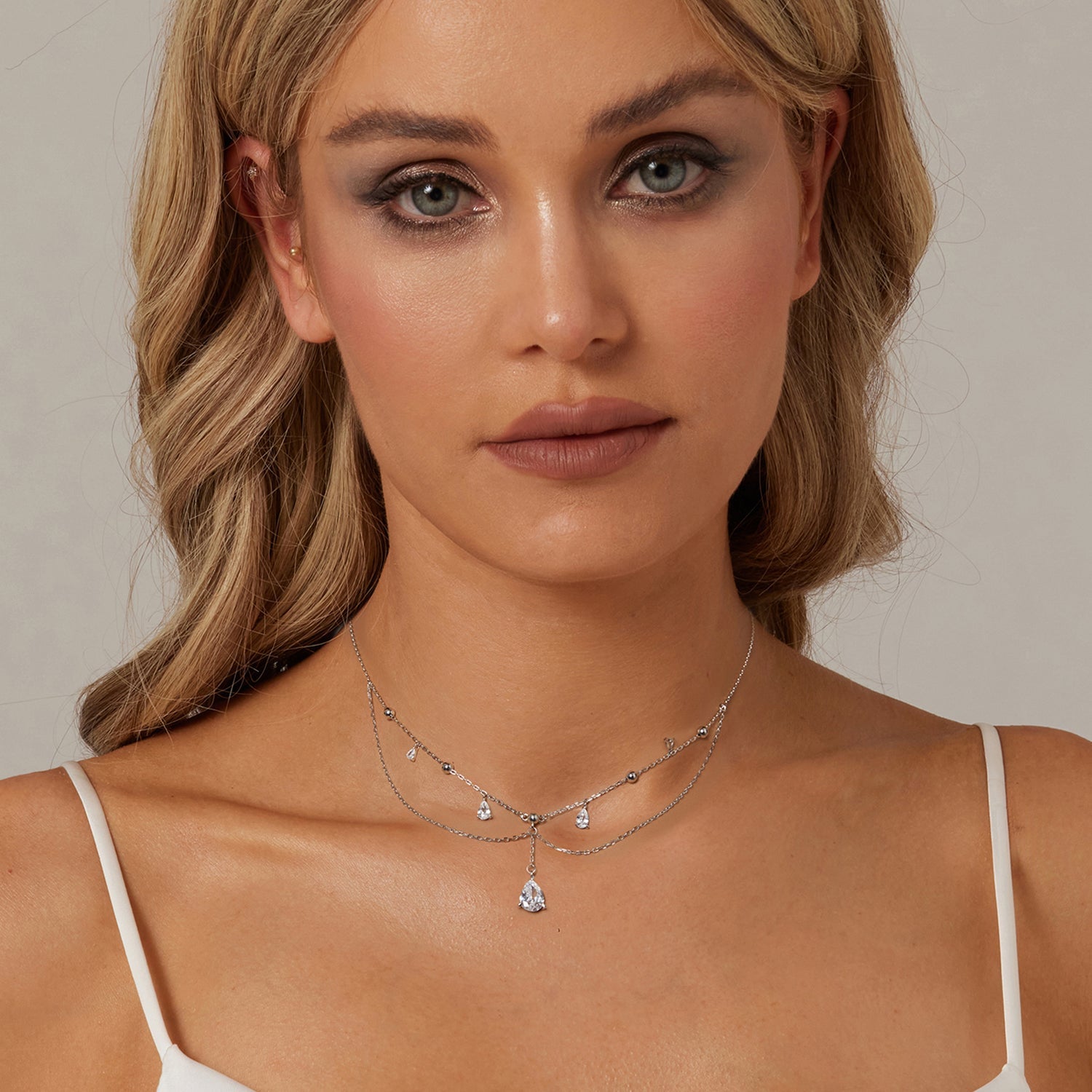 925 Sterling Silver 400mm CZ Pavé Setting Necklace for Women DestGlow