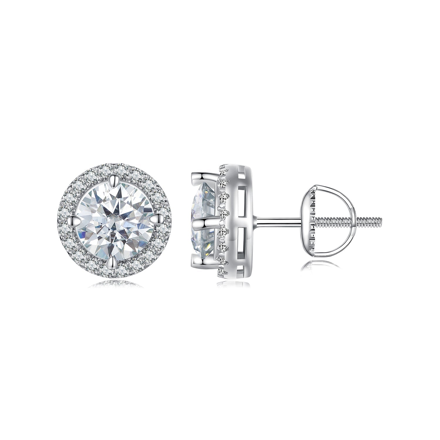 925 Sterling Silver Moissanite 1 Carat Earrings in 10mm Pavé Setting for Women DestGlow