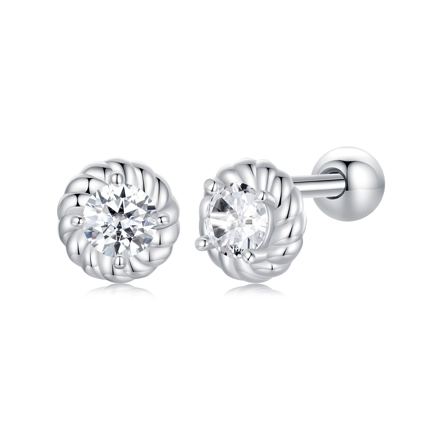 925 Sterling Silver 3mm Moissanite Earrings for Women DestGlow