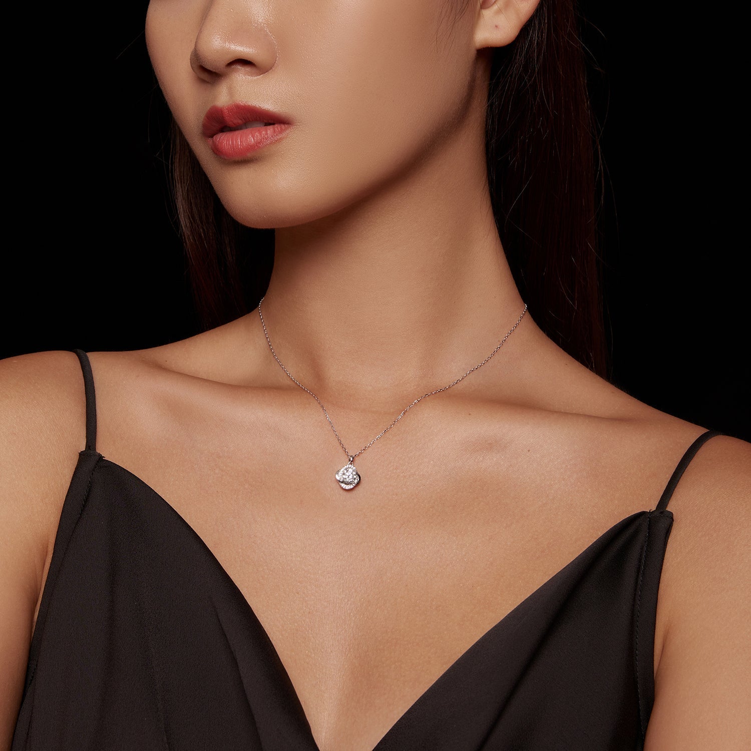 925 Sterling Silver Moissanite Pendant Necklace for Women, 39+5cm, Platinum Plated DestGlow