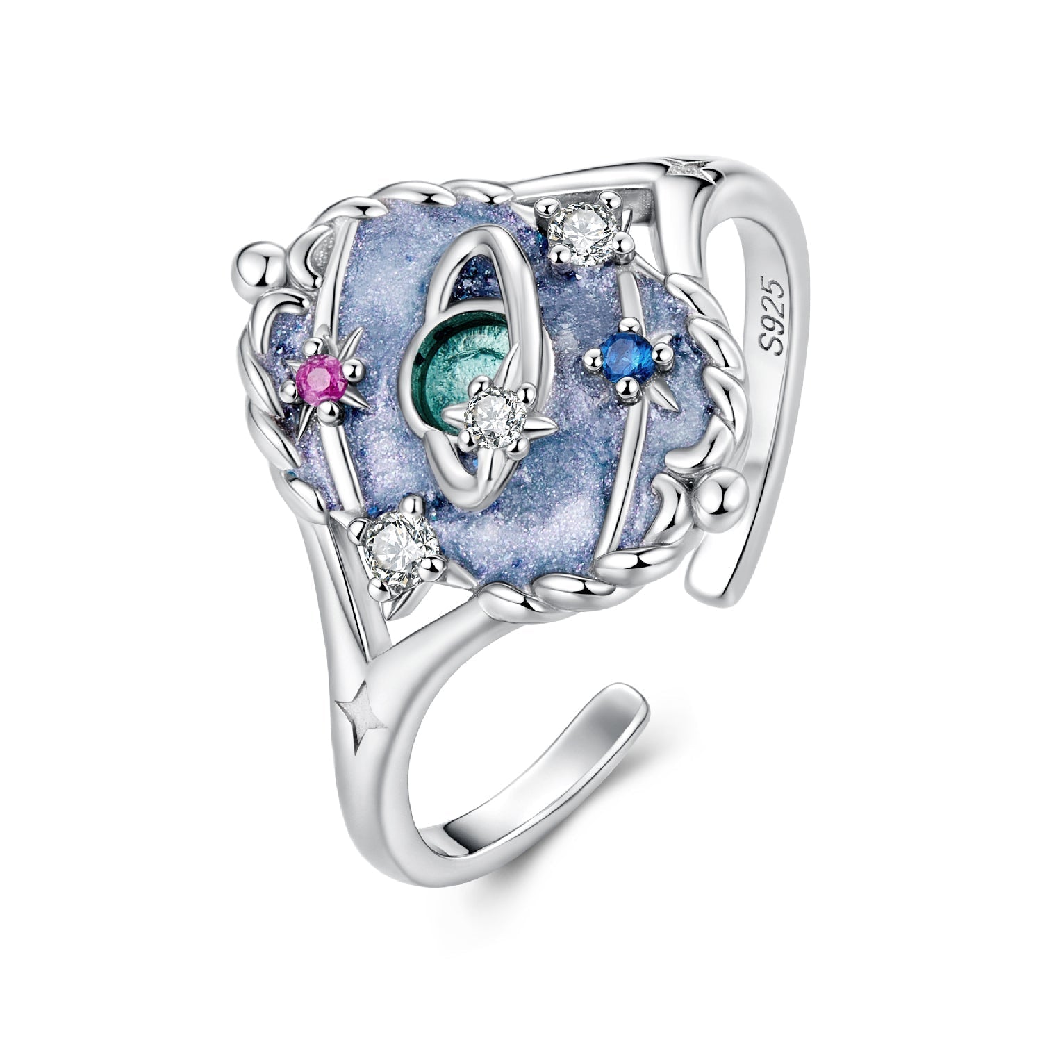 925 Sterling Silver Pendant 1.5*1.2 cm with Enamel and CZ for Women DestGlow
