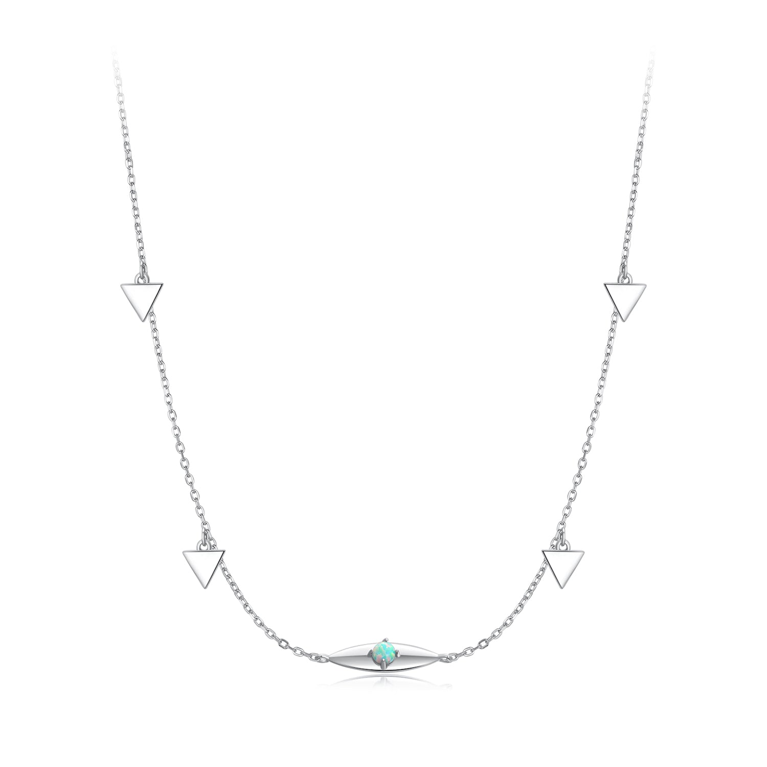 925 Sterling Silver Opal Pendant Necklace for Women - 40+5cm Adjustable Length DestGlow