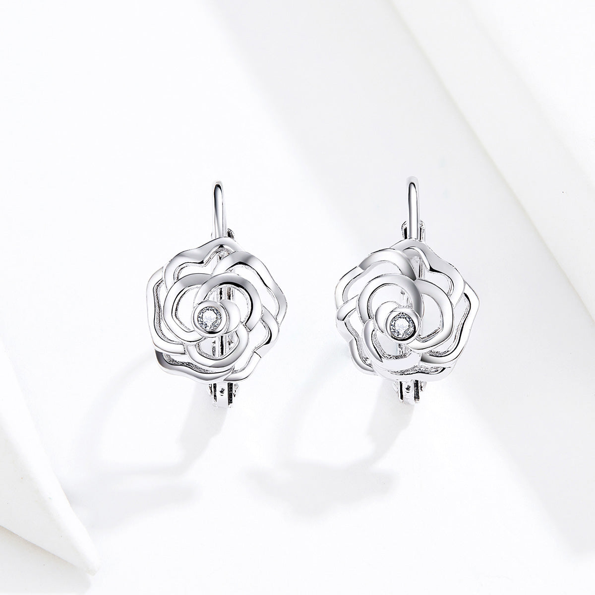 925 Sterling Silver Earrings with Pavé Setting CZ - 1.4x0.9 cm for Women DestGlow
