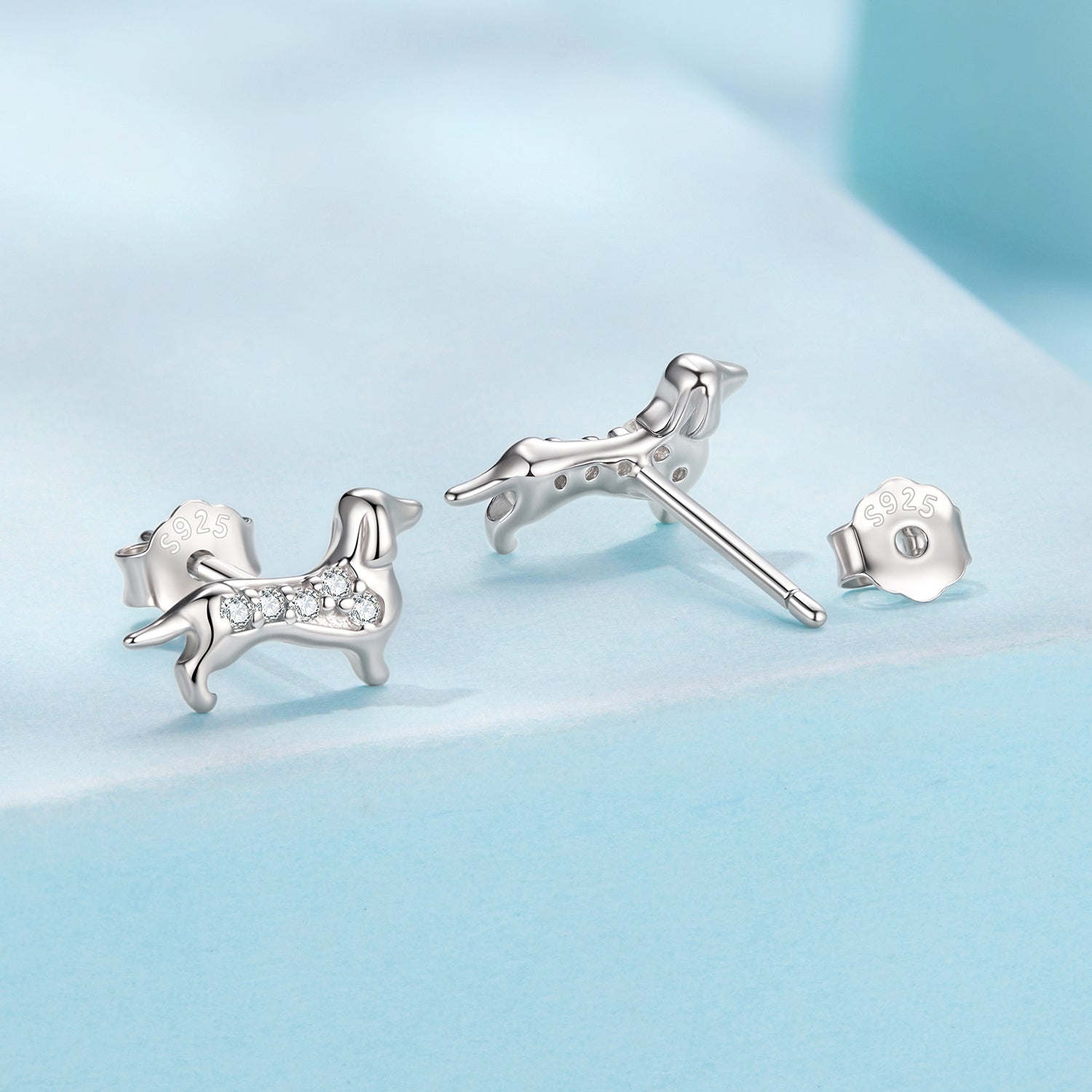 925 Sterling Silver Earrings with Pavé Setting and White Gold Plating for Women DestGlow