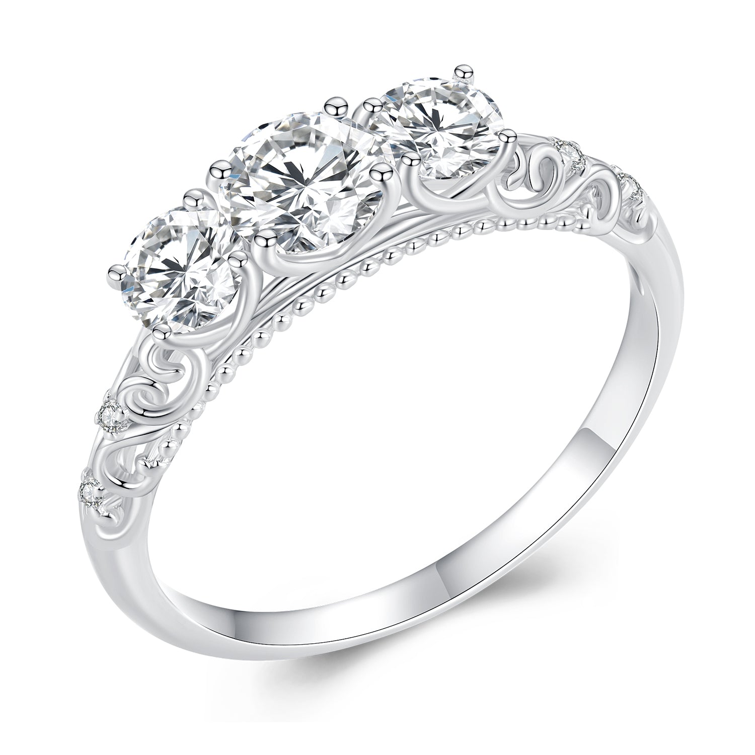 925 Sterling Silver Moissanite Pavé Setting Ring Size 6 for Women DestGlow