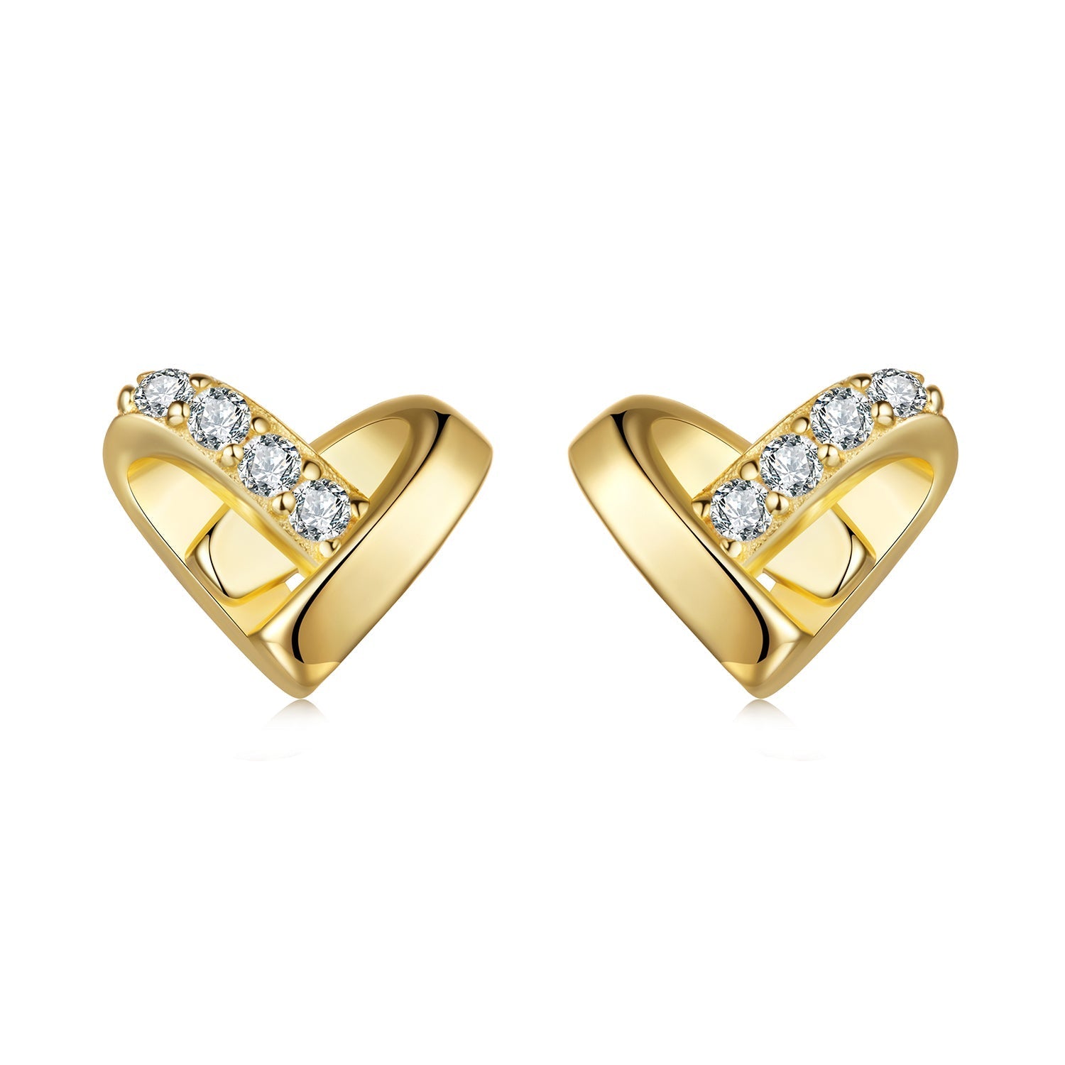 925 Sterling Silver Earrings with Pavé Setting CZ in Gold Plated DestGlow