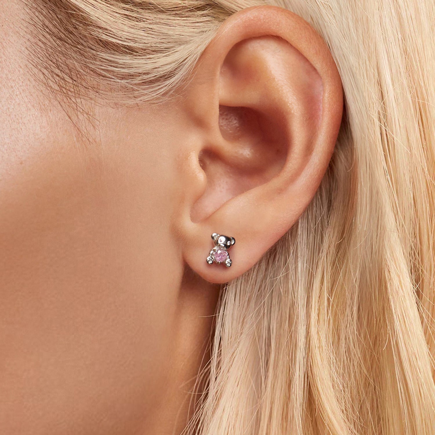 925 Sterling Silver Earrings with CZ in White Gold Plating DestGlow