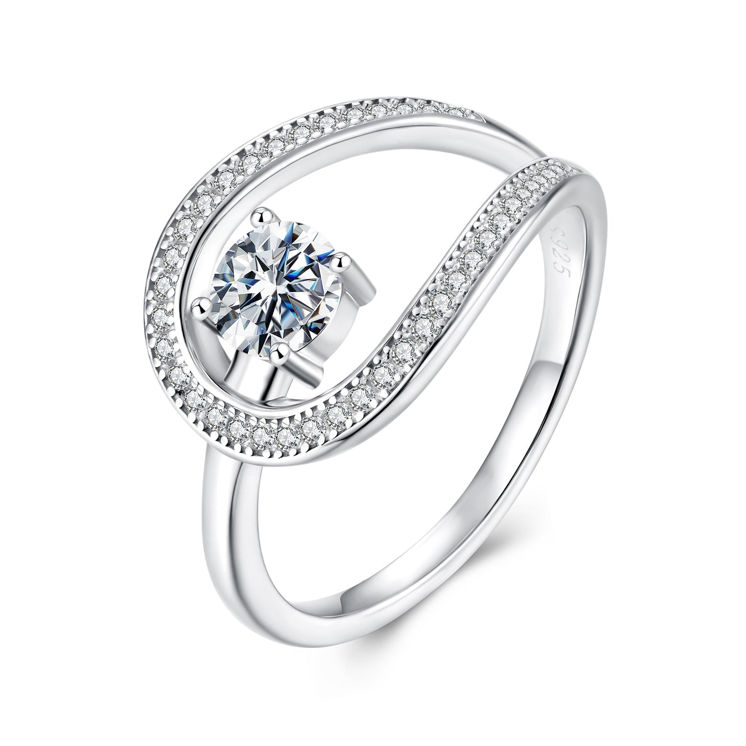 925 Sterling Silver 0.50 Carat Moissanite Ring Size 6 for Women DestGlow