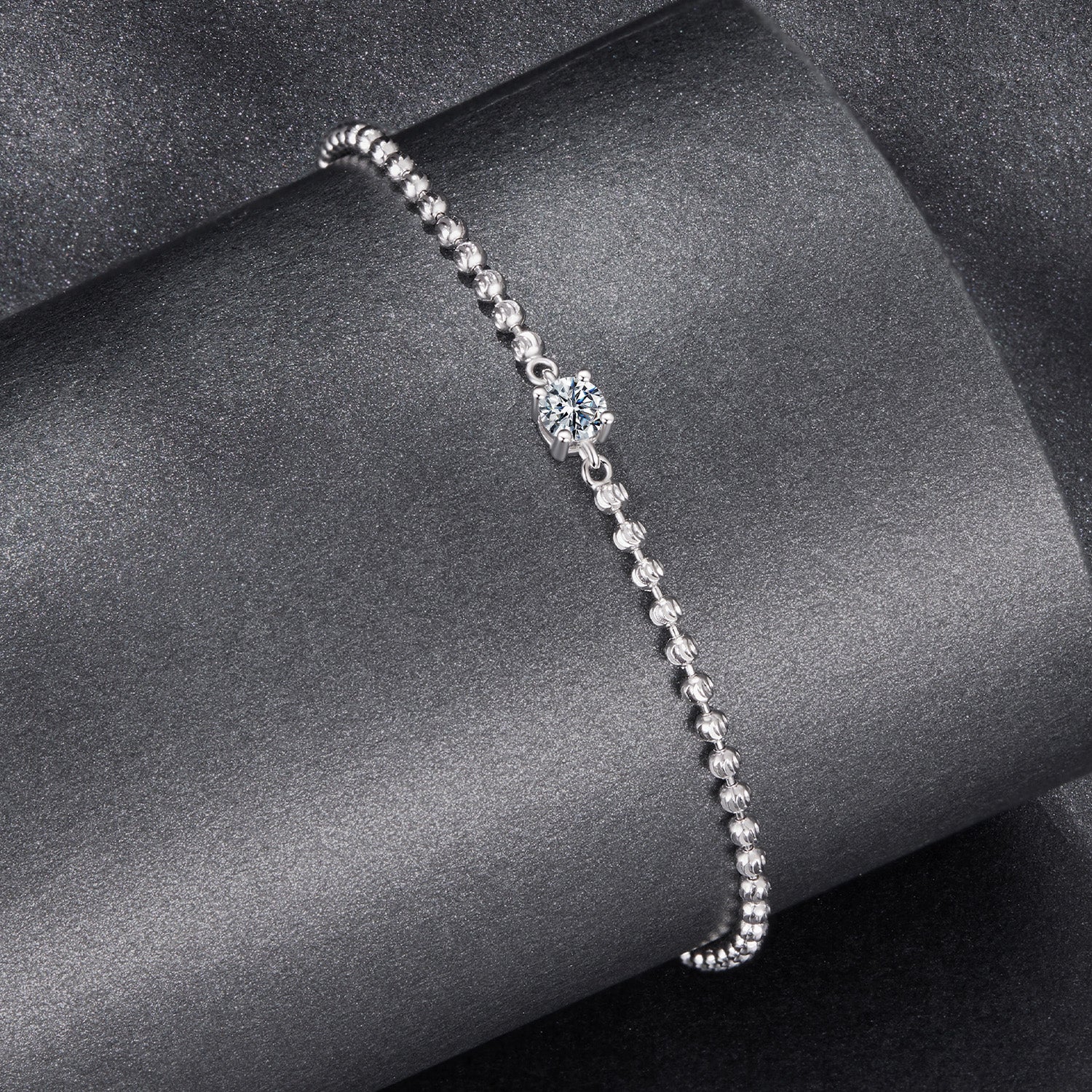 925 Sterling Silver Moissanite Bracelet 15+6cm with White Gold Plating for Women DestGlow