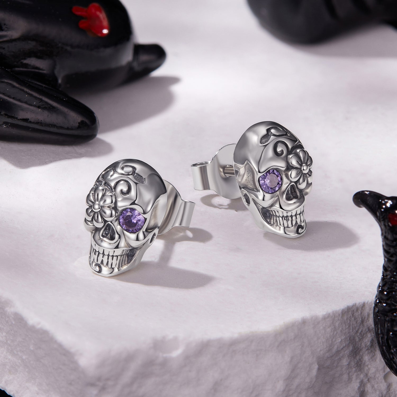 925 Sterling Silver Earrings with Oxidized Finish and CZ Stones DestGlow
