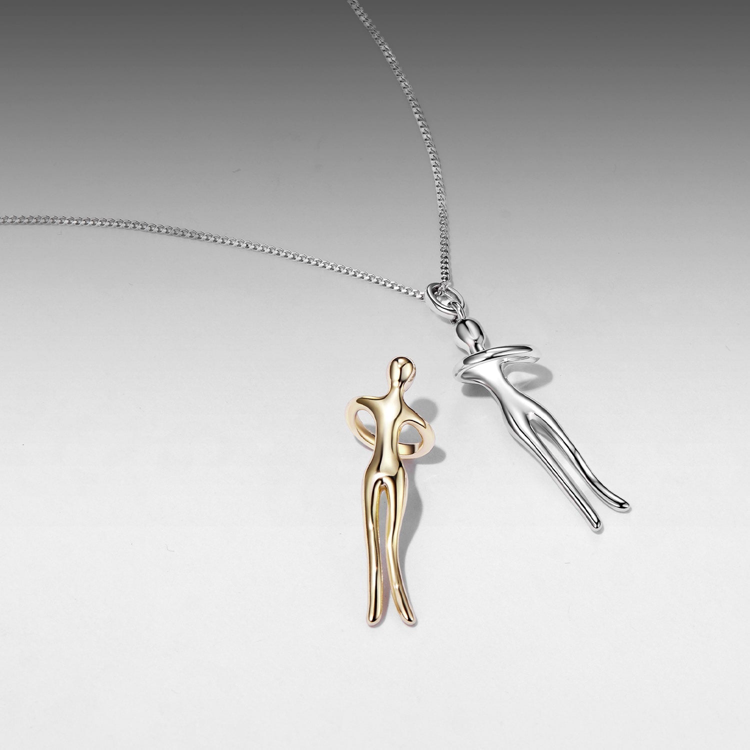 925 Sterling Silver Plated White Gold & Gold Necklace 40+5cm for Women DestGlow