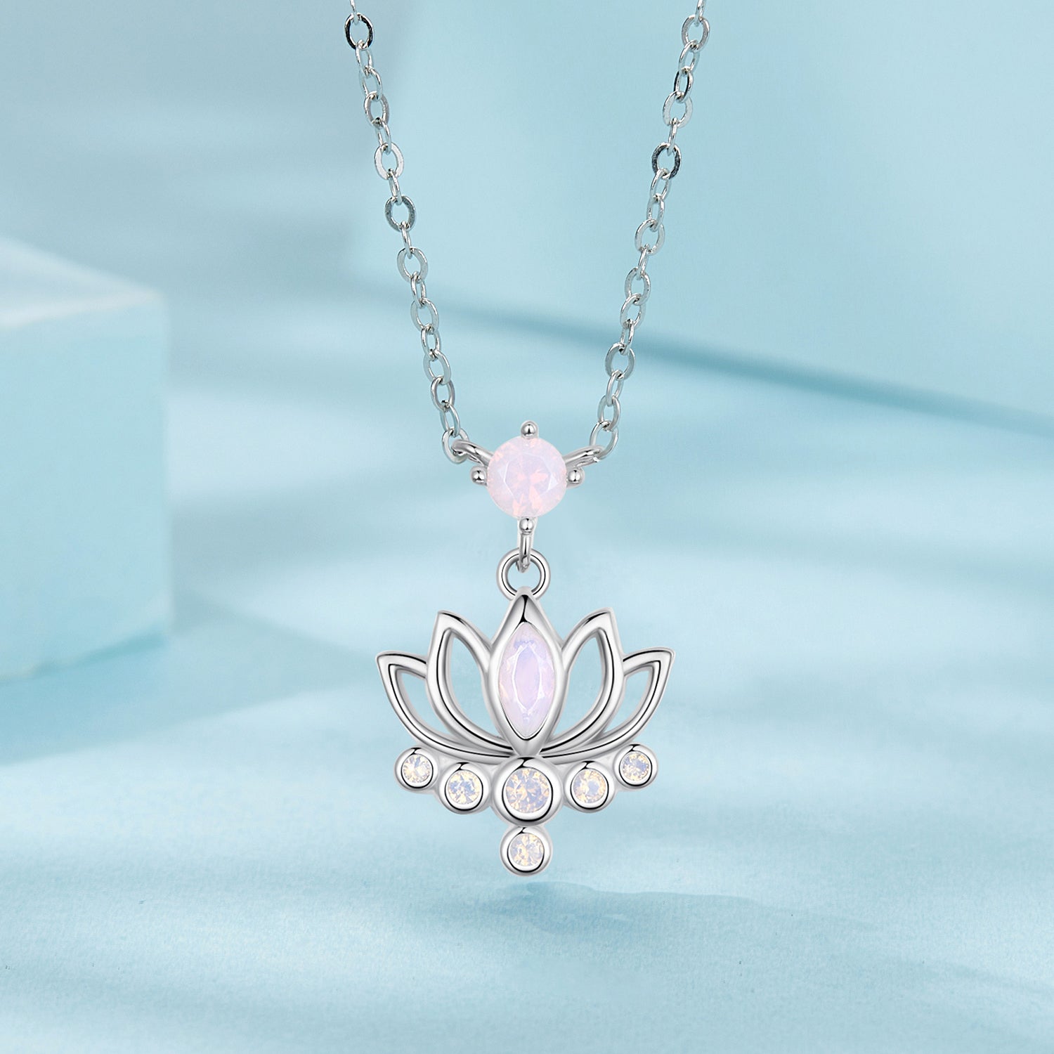 925 Sterling Silver Opal Nanometer Stone Necklace for Women DestGlow