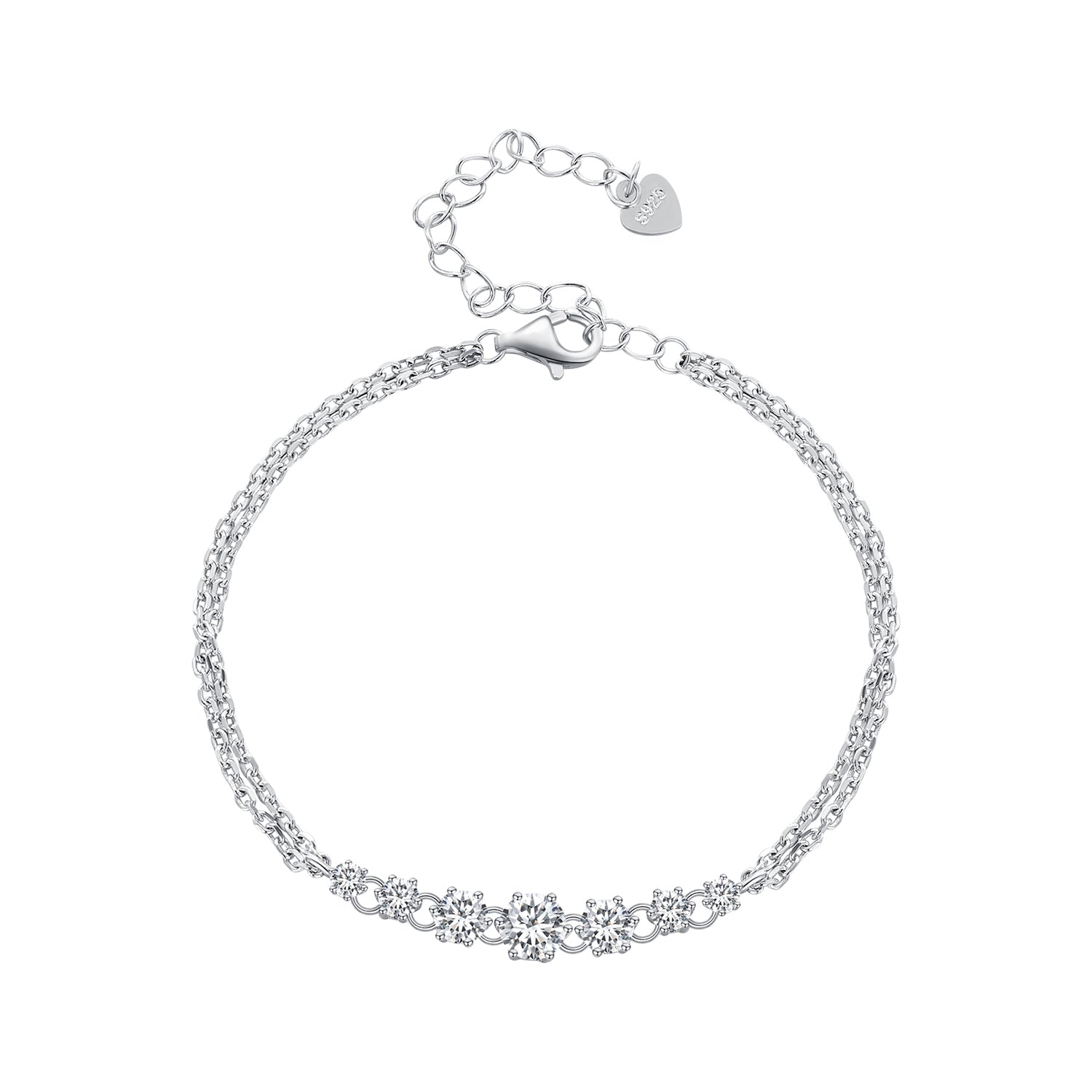 925 Sterling Silver 5MM Moissanite Bracelet for Women DestGlow