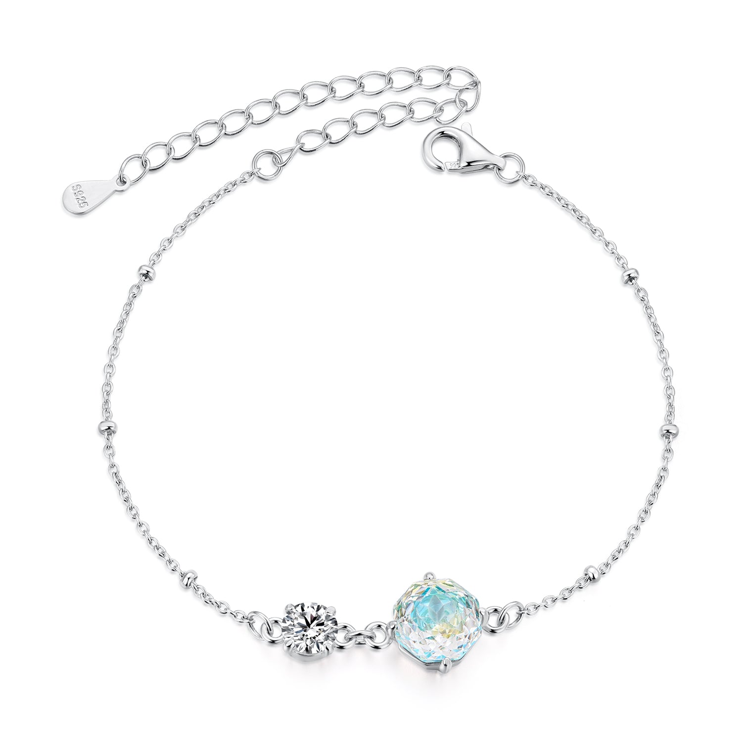 925 Sterling Silver 0.8cm CZ White Gold Plated Bracelet for Women DestGlow