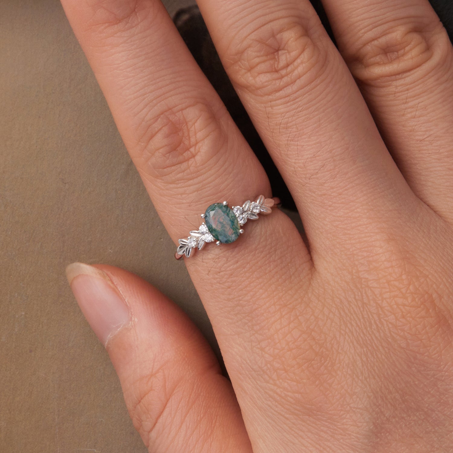 925 Sterling Silver Agate and CZ Pendant Ring Size 6 for Women by Bids.com