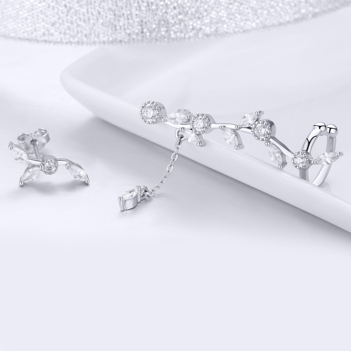 925 Sterling Silver Earrings with Platinum Plating and CZ for Women DestGlow