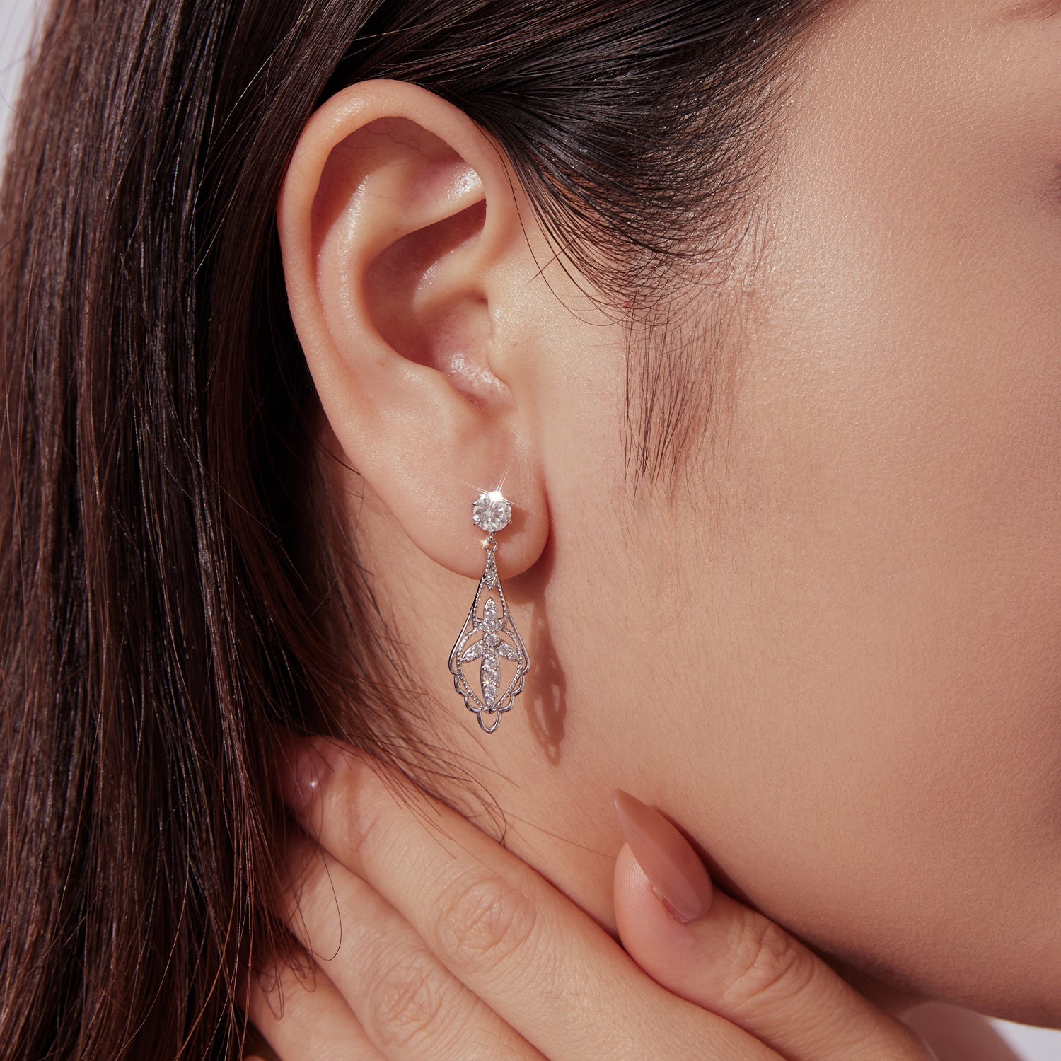 925 Sterling Silver 0.50 Carat Moissanite Earrings with White Gold Plating for Women DestGlow