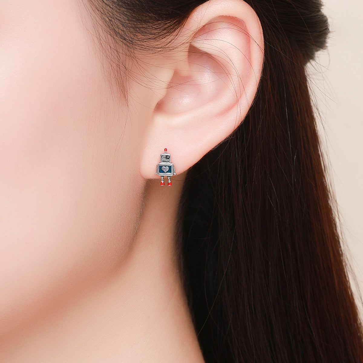 925 Sterling Silver 1.3cm Oxidized Enamel Earrings for Women DestGlow