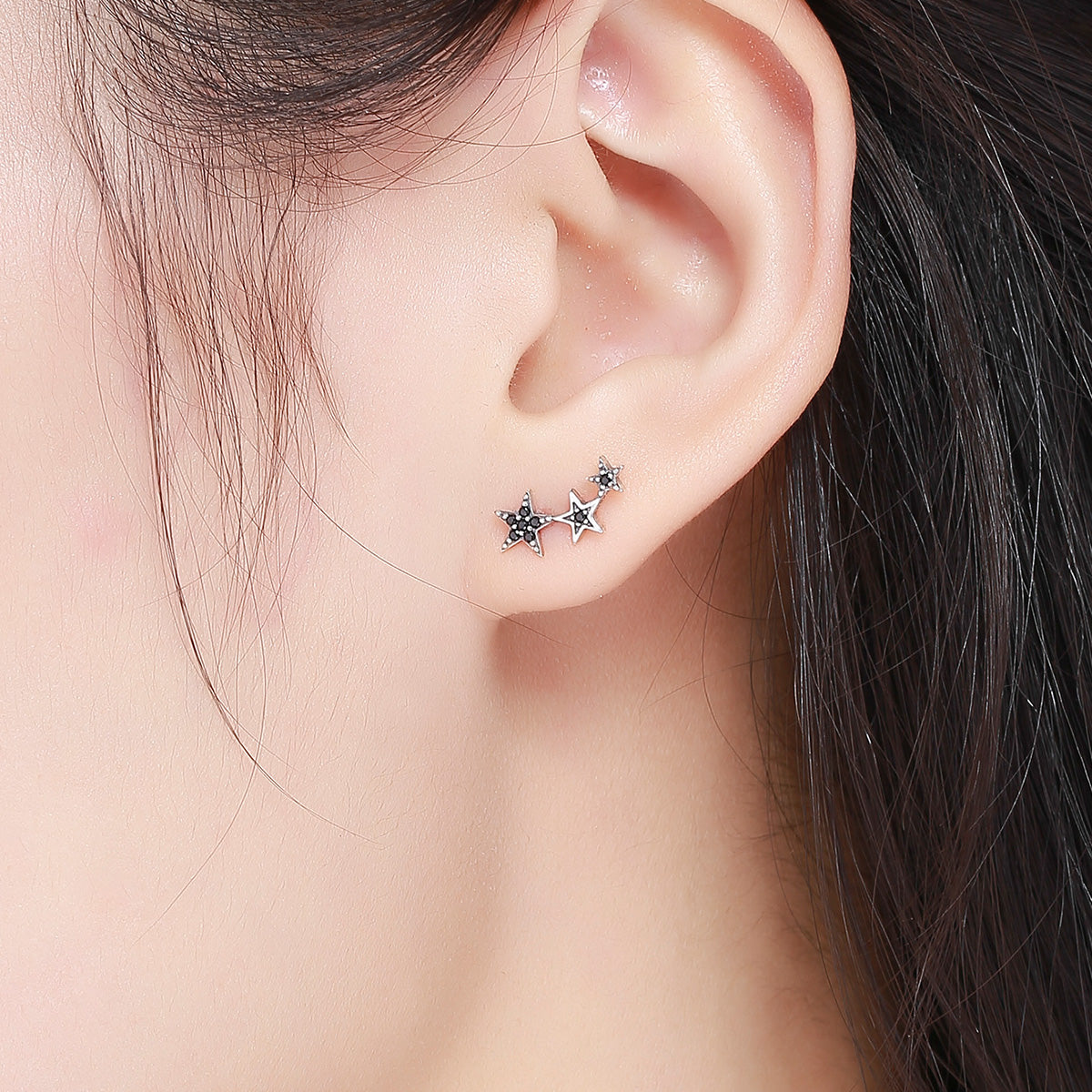 S925 Oxidized Silver Pavé CZ Earrings for Women DestGlow