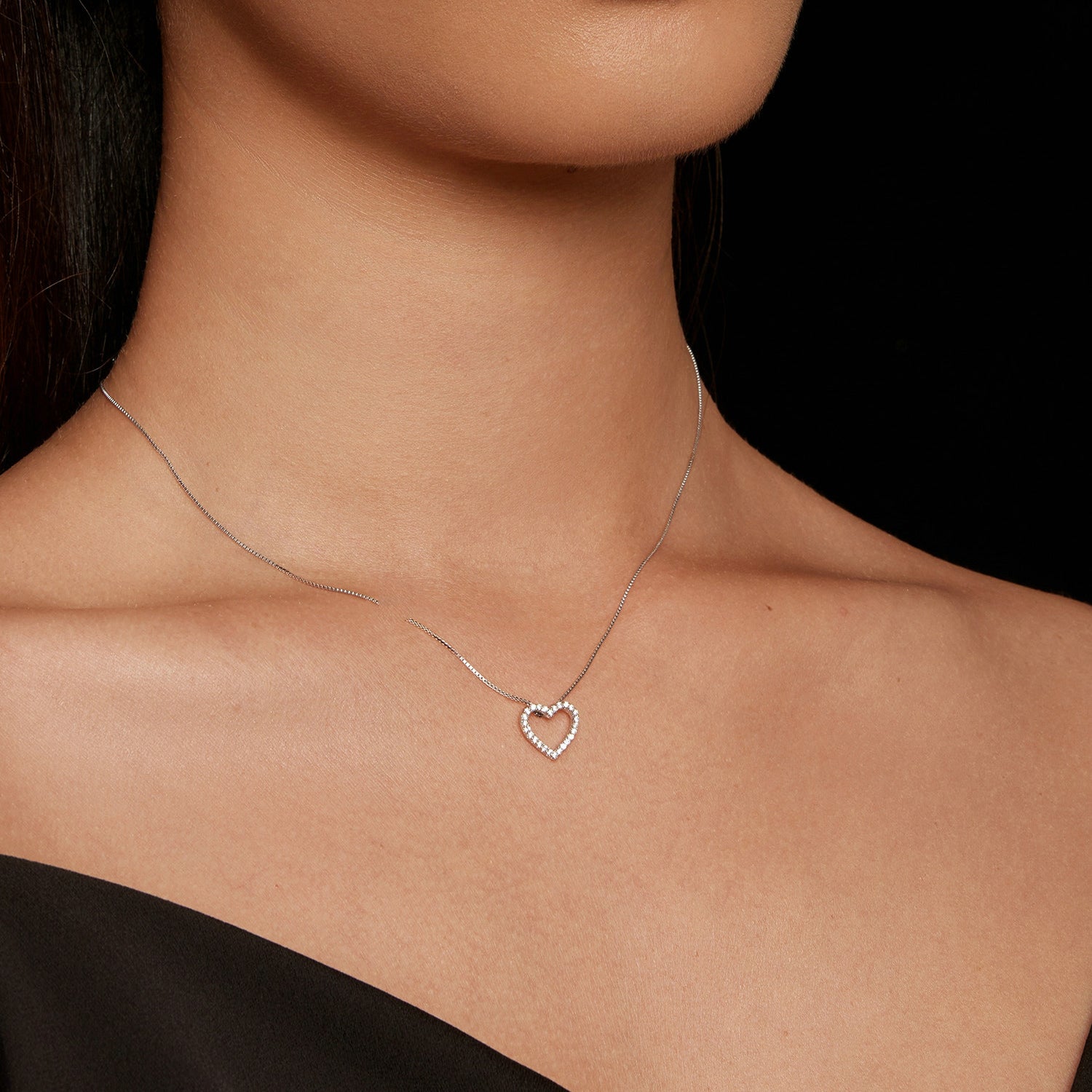 S925 Sterling Silver Necklace with Moissanite, 400mm + 50mm, Platinum Plated, Women DestGlow