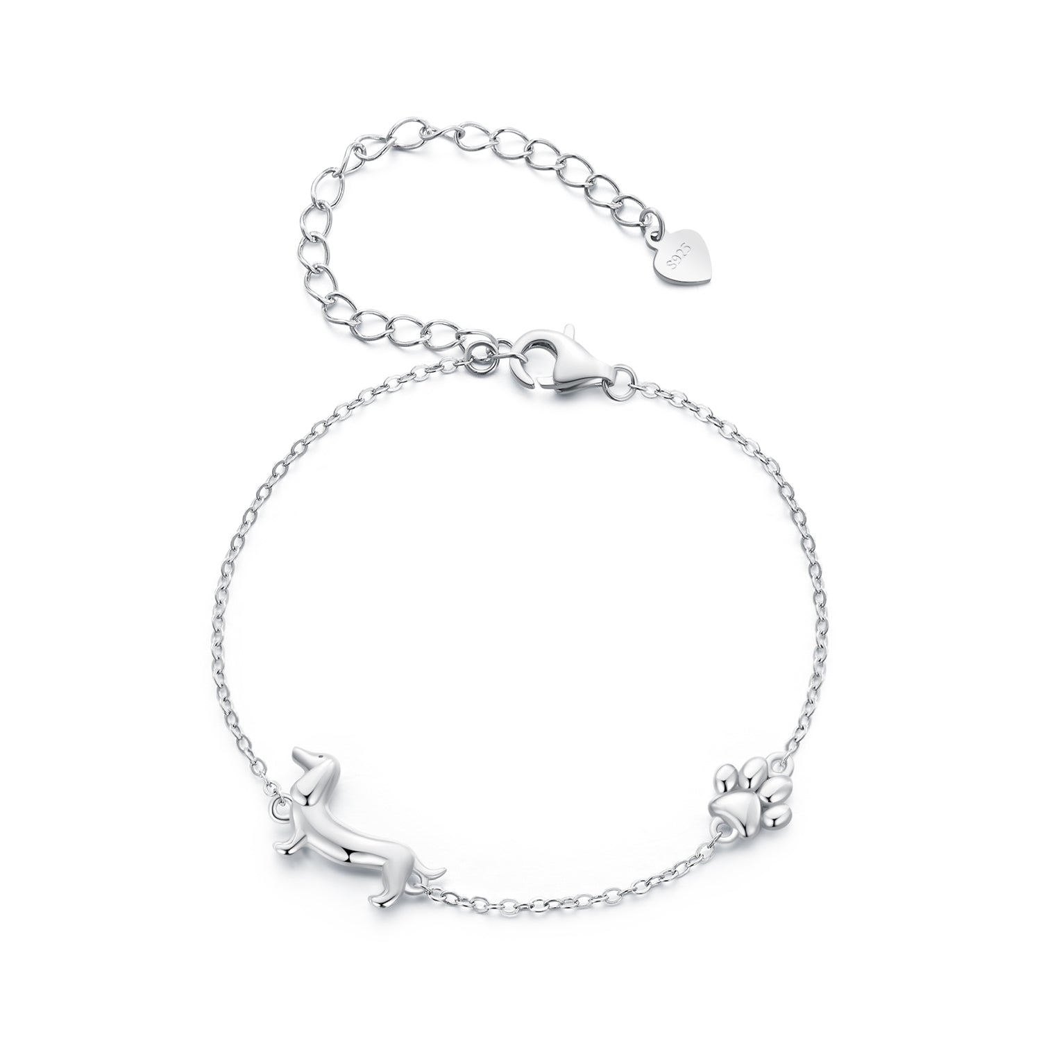 925 Sterling Silver Plated Platinum 150mm+60mm Bracelet for Women DestGlow