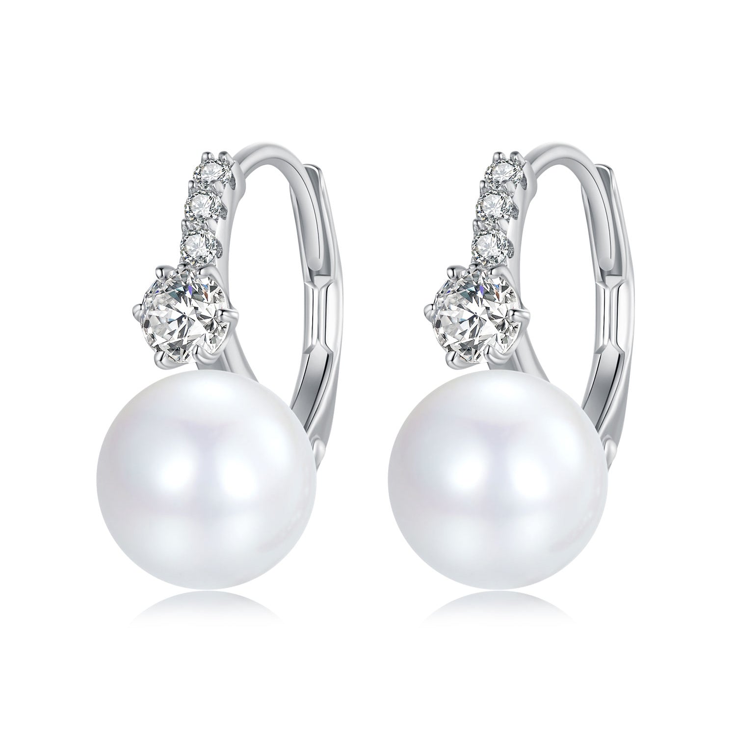 925 Sterling Silver Earrings with Quality Shell Pearl and CZ for Women DestGlow