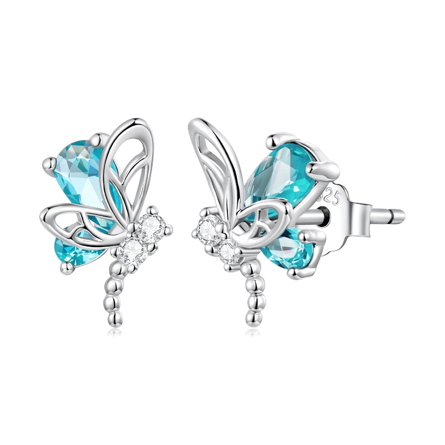 925 Sterling Silver White Gold Plated 1.0x0.7cm CZ Earrings for Women DestGlow