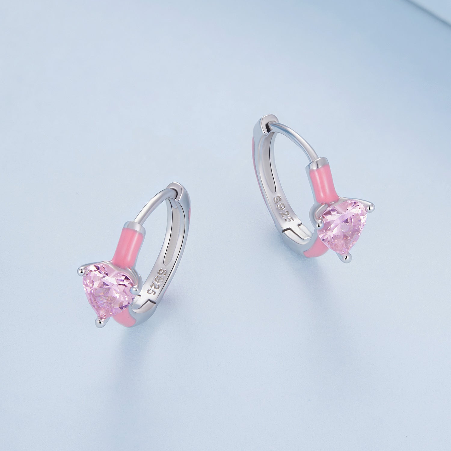 S925 Sterling Silver Enamel Platinum Plated Earrings with 6mm CZ for Women DestGlow