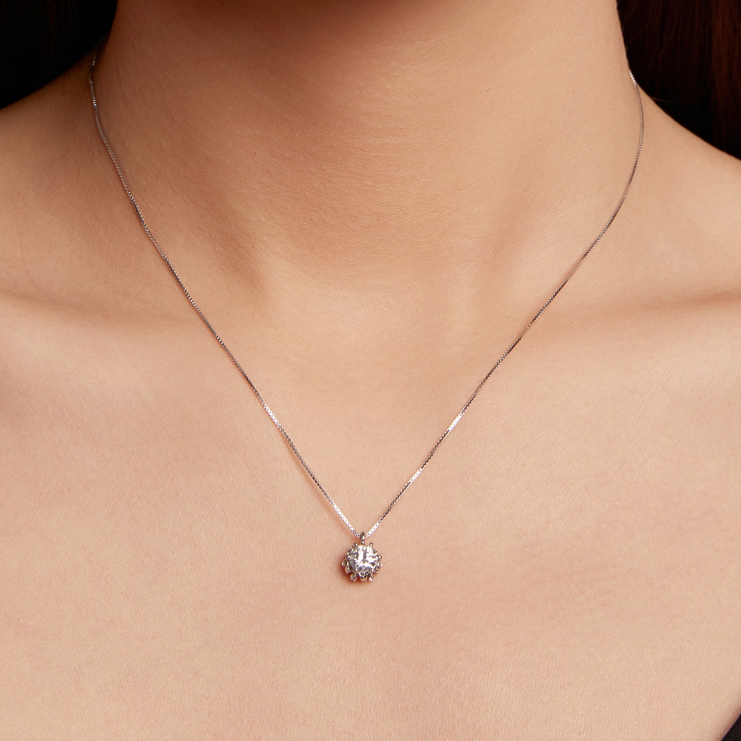 925 Sterling Silver Moissanite & CZ Pavé Necklace - 40+5cm for Women DestGlow