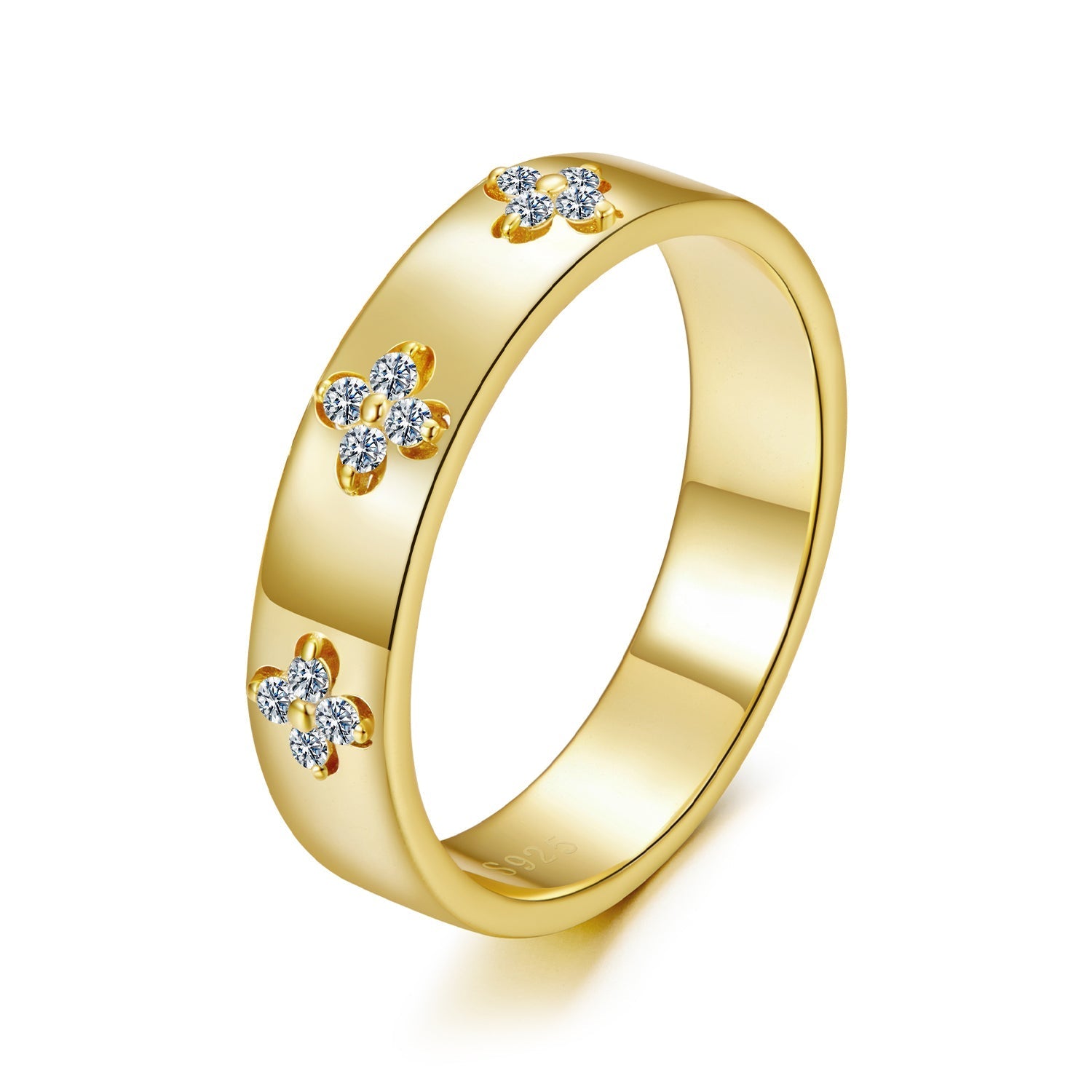 925 Sterling Silver Moissanite Gold Plated Ring for Women, Size 6 DestGlow