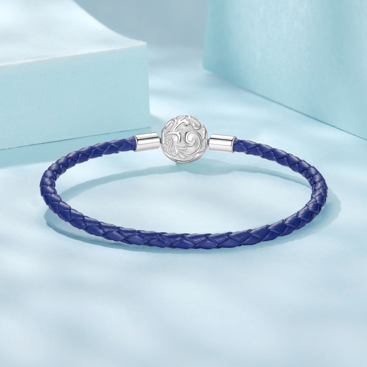 925 Sterling Silver Leather Rope Bracelet 17cm - Oxidized Silver for Women DestGlow