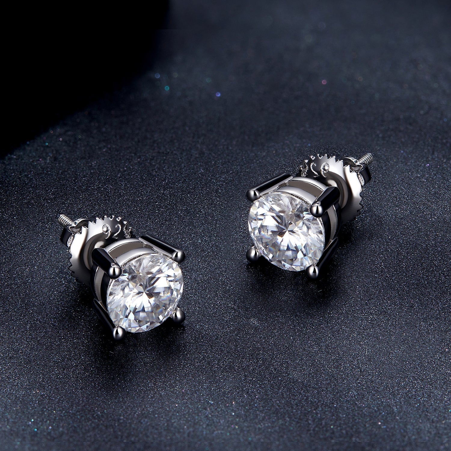 925 Sterling Silver Earrings with Moissanite in Style S, 0.5cm for Women DestGlow