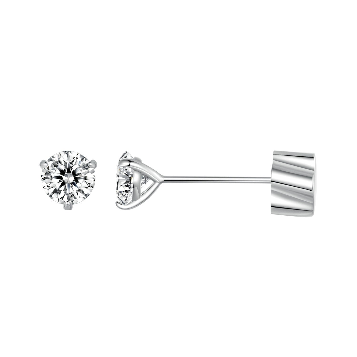 925 Sterling Silver Moissanite Earring 0.7cm White Gold Plated for Women DestGlow