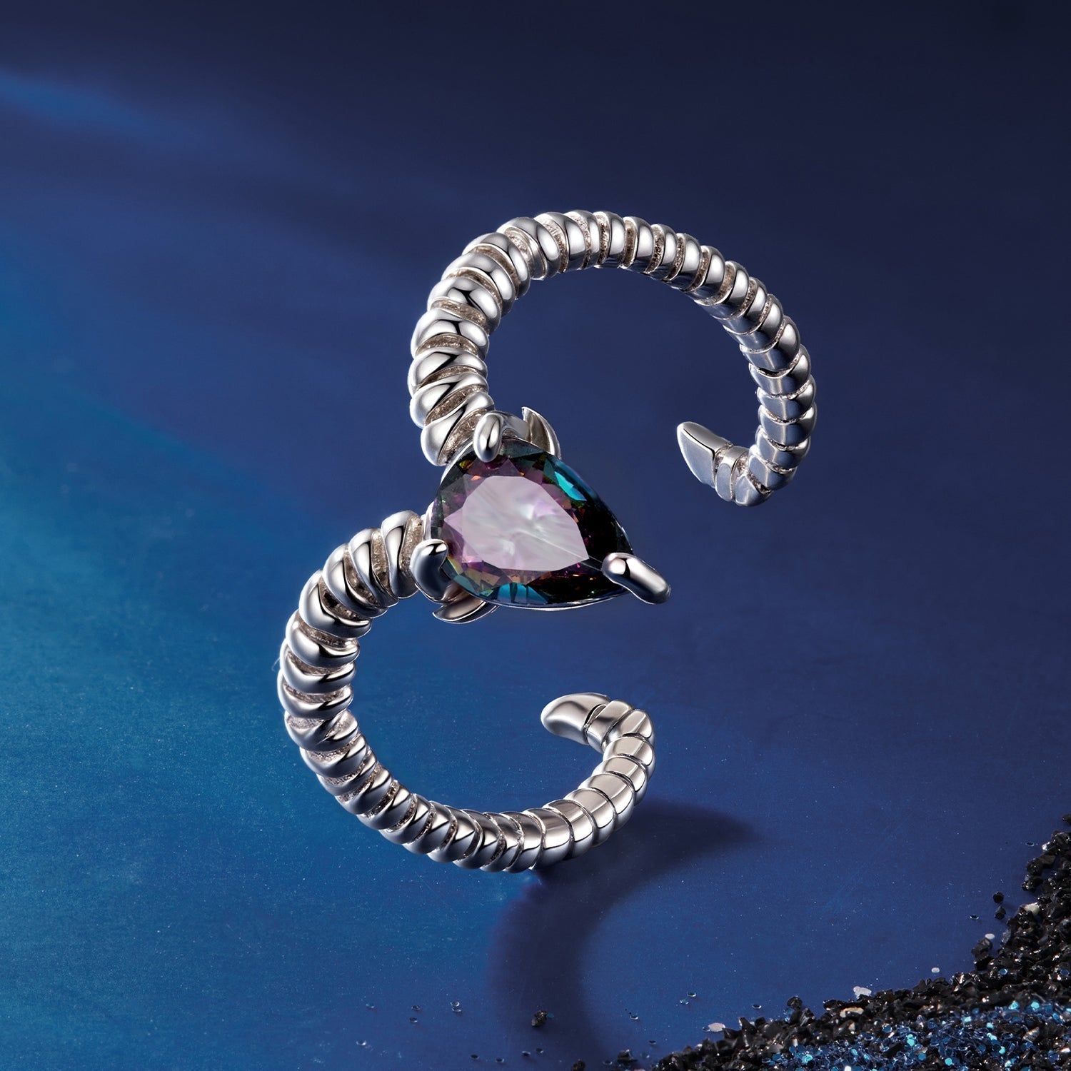 925 Sterling Silver Ring with Transparent Glass - Stylish E | 0.2cm Width for Women DestGlow