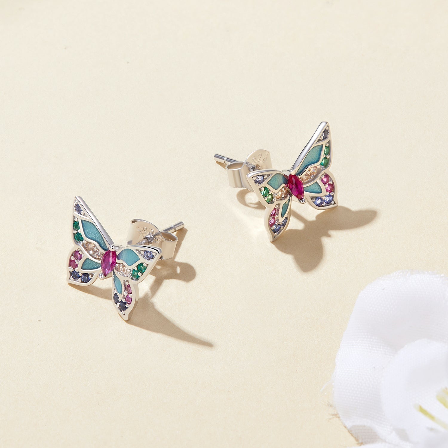 925 Sterling Silver Earrings with Enamel and CZ for Women DestGlow