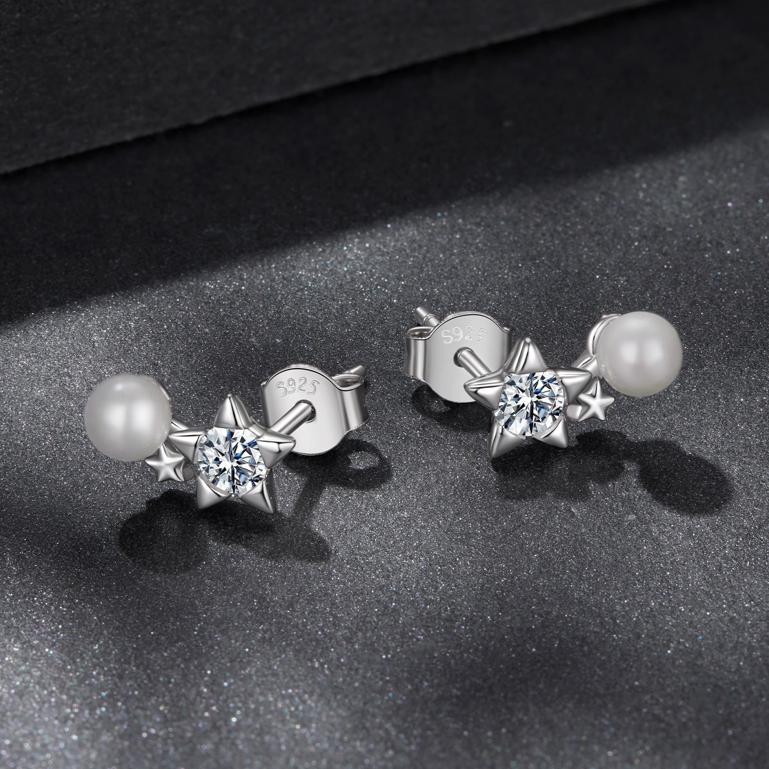 925 Sterling Silver 0.20 Carat Moissanite Earrings with Synthetic Pearl for Women DestGlow