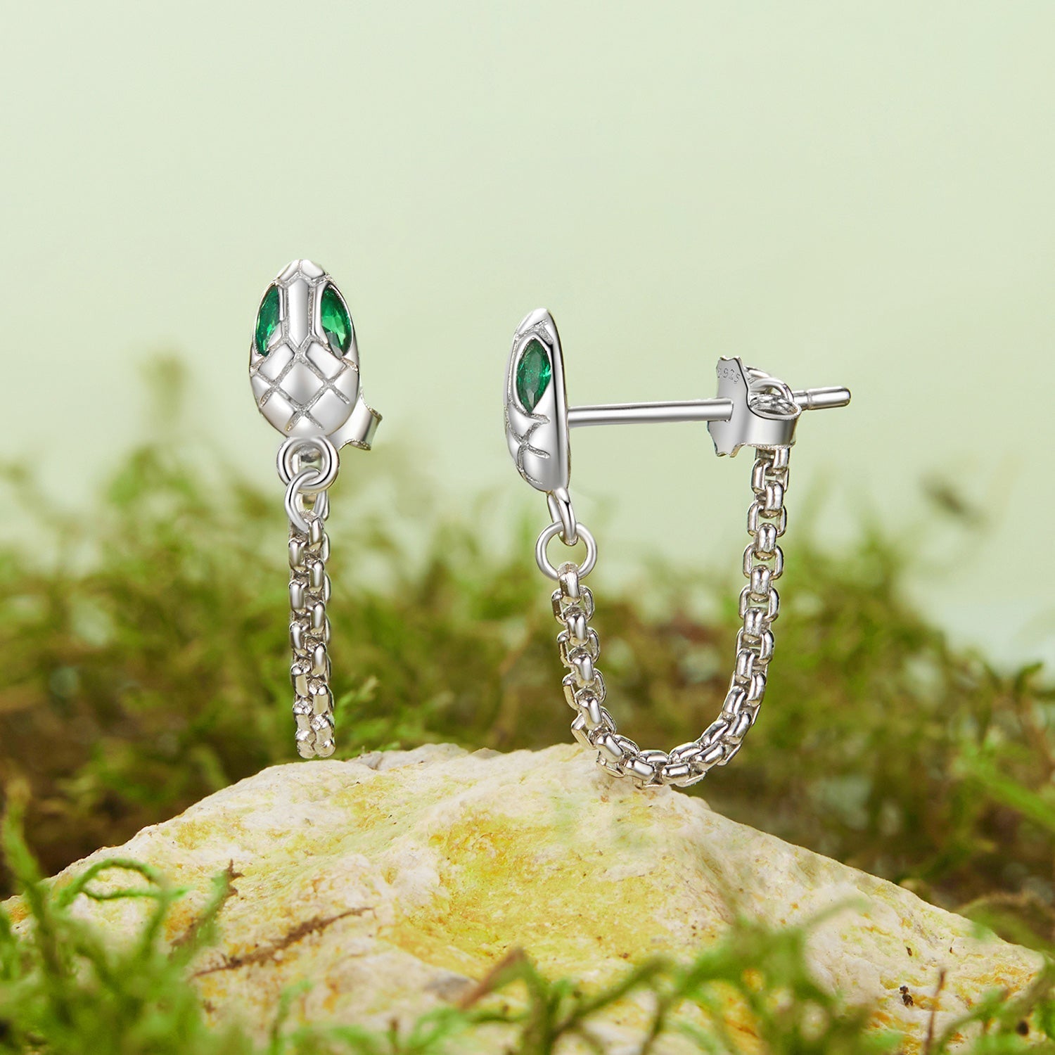 925 Sterling Silver Earrings with CZ in White Gold Plating DestGlow