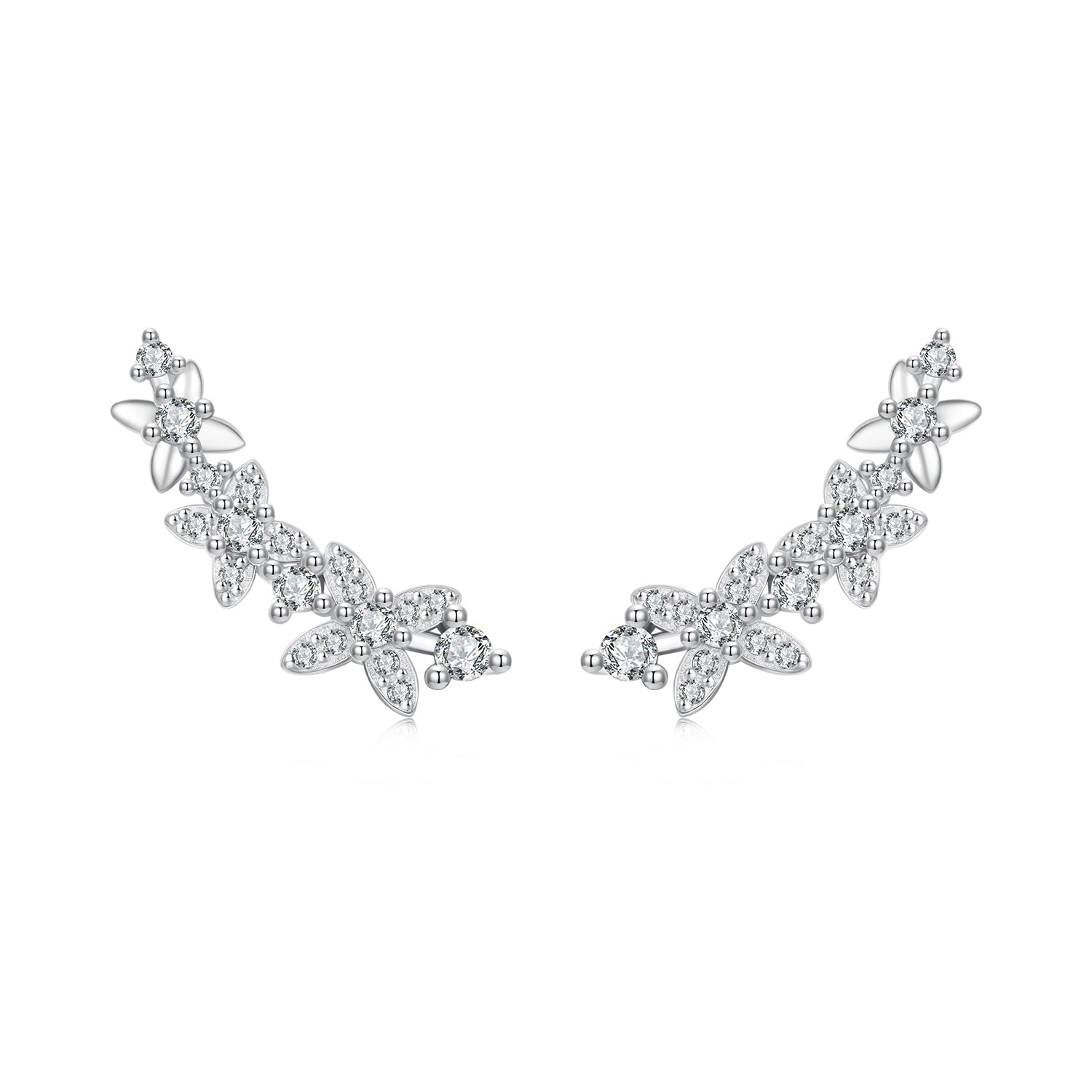 925 Sterling Silver White Gold Plated CZ Earrings 0.5*1.8cm for Women DestGlow