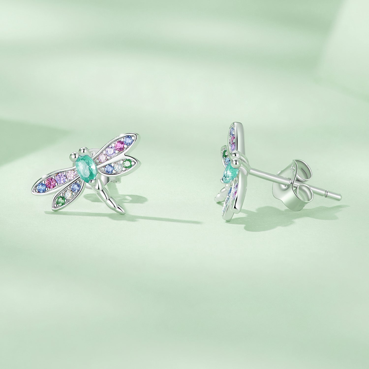 925 Sterling Silver Earrings with Pavé CZ and Transparent Glass DestGlow