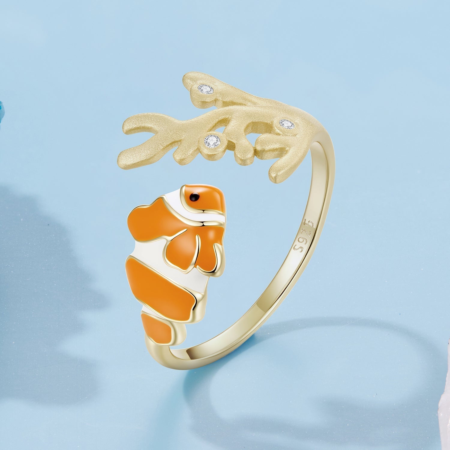 925 Sterling Silver Enamel Gold-Plated Ring for Women DestGlow