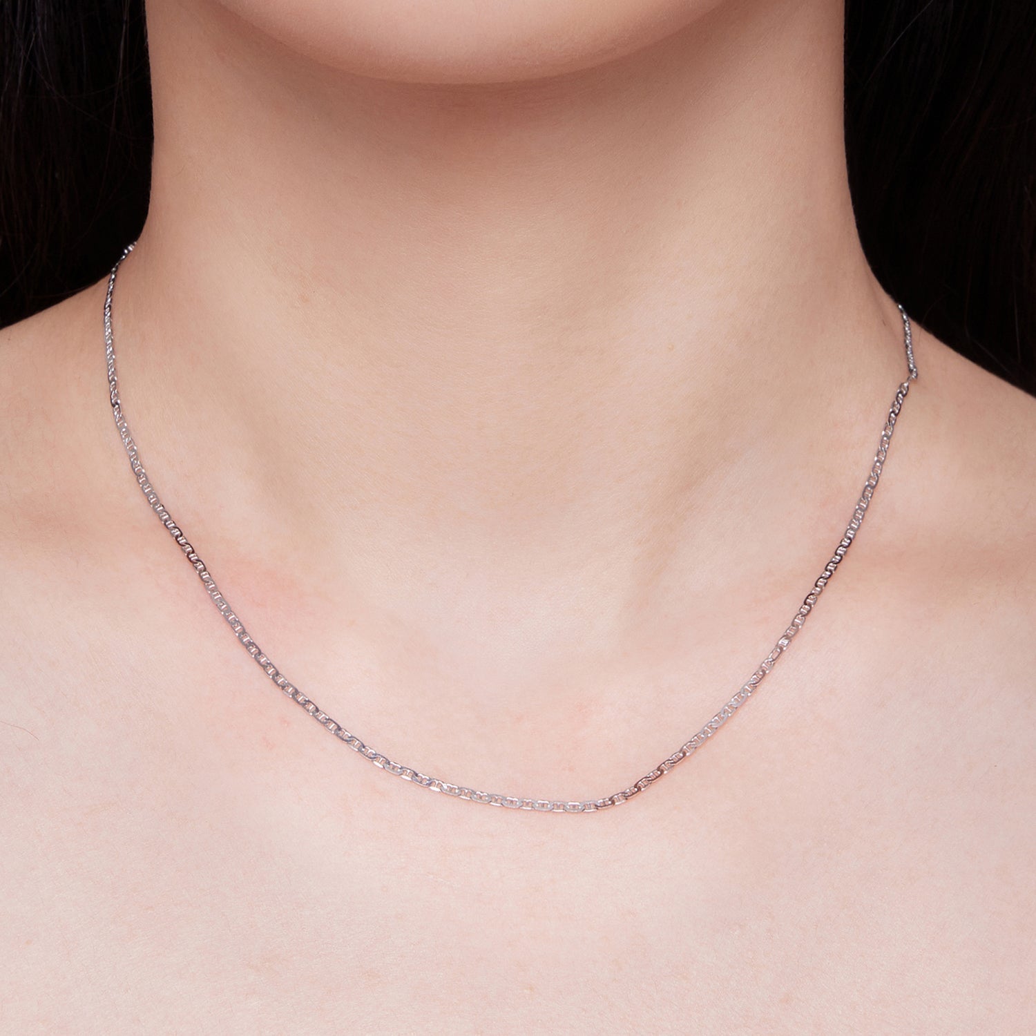 925 Sterling Silver Plated Platinum 45cm Necklace DestGlow